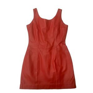 Red 100% Genuine Leather Vintage dress